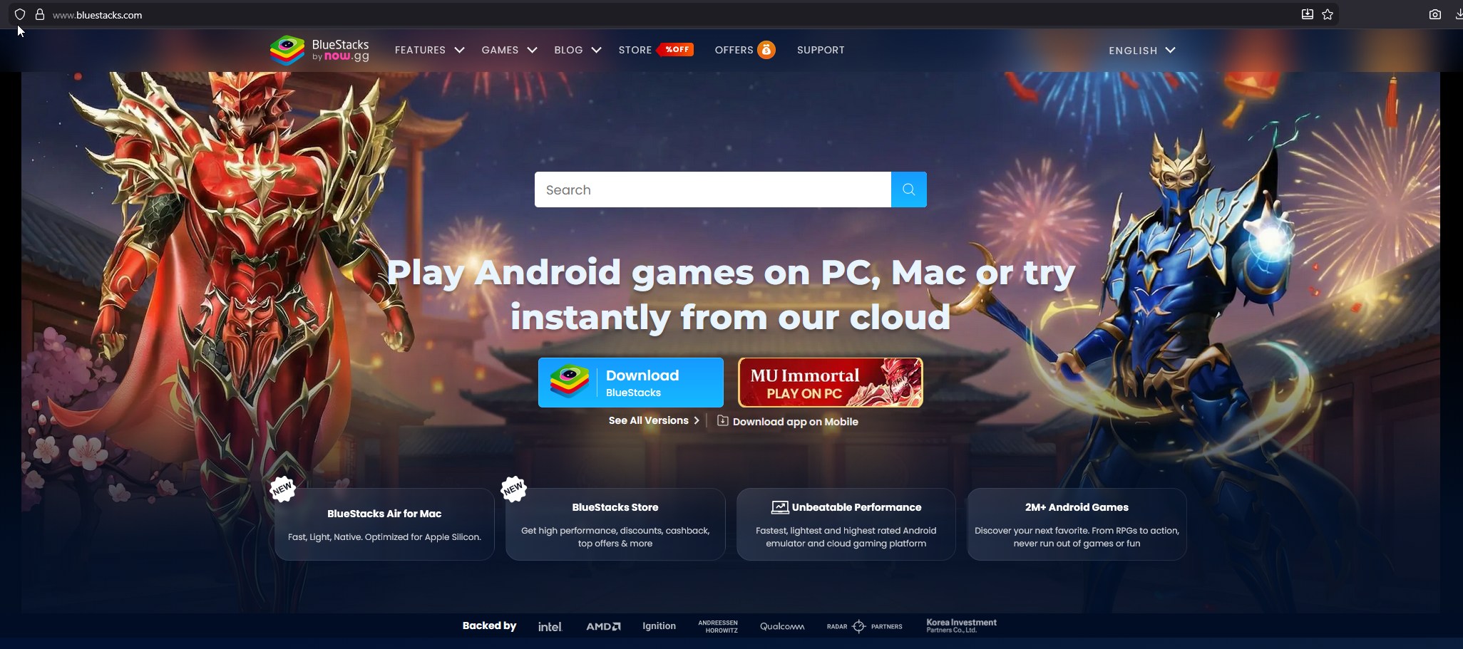 BlueStacks download and install screen